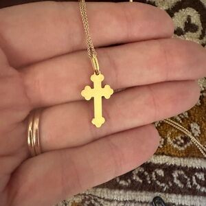 14k yellow gold budded cross